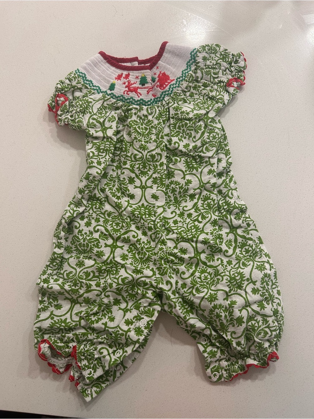 Lil cactus green floral and christmas pattern onesie 6-12 months
